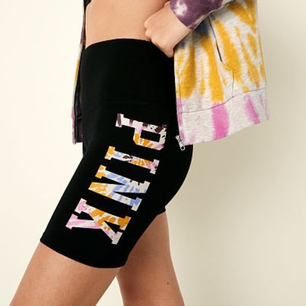💥💥💥VS PINK COMBO KNIT CROPPED RINGER TEE/BIKER SHORTS💥💥💥 - Picture 5 of 5